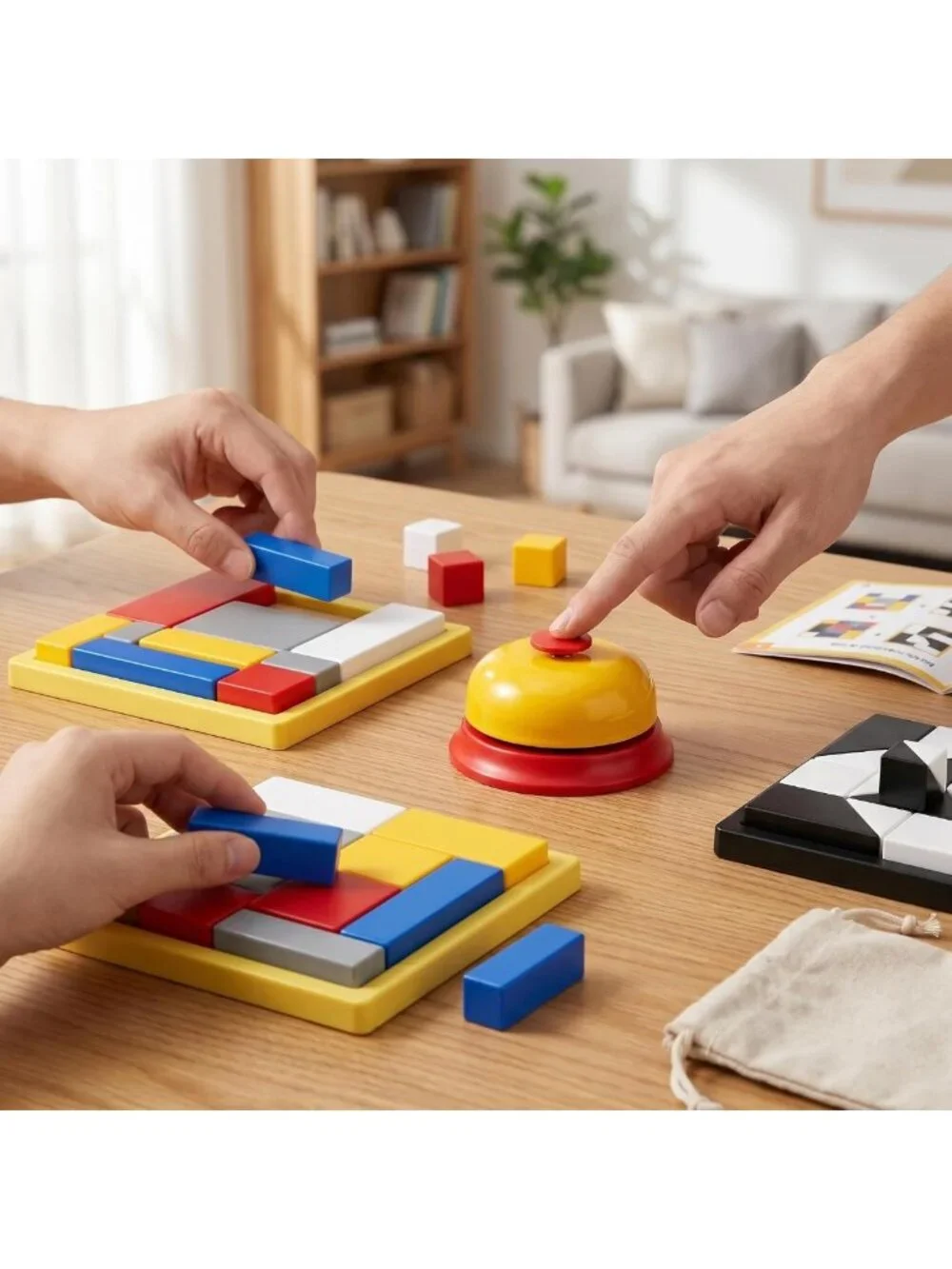 2 Battle Bells, Color Logic Blocks Set & Black & White Hidden Blocks - Fun